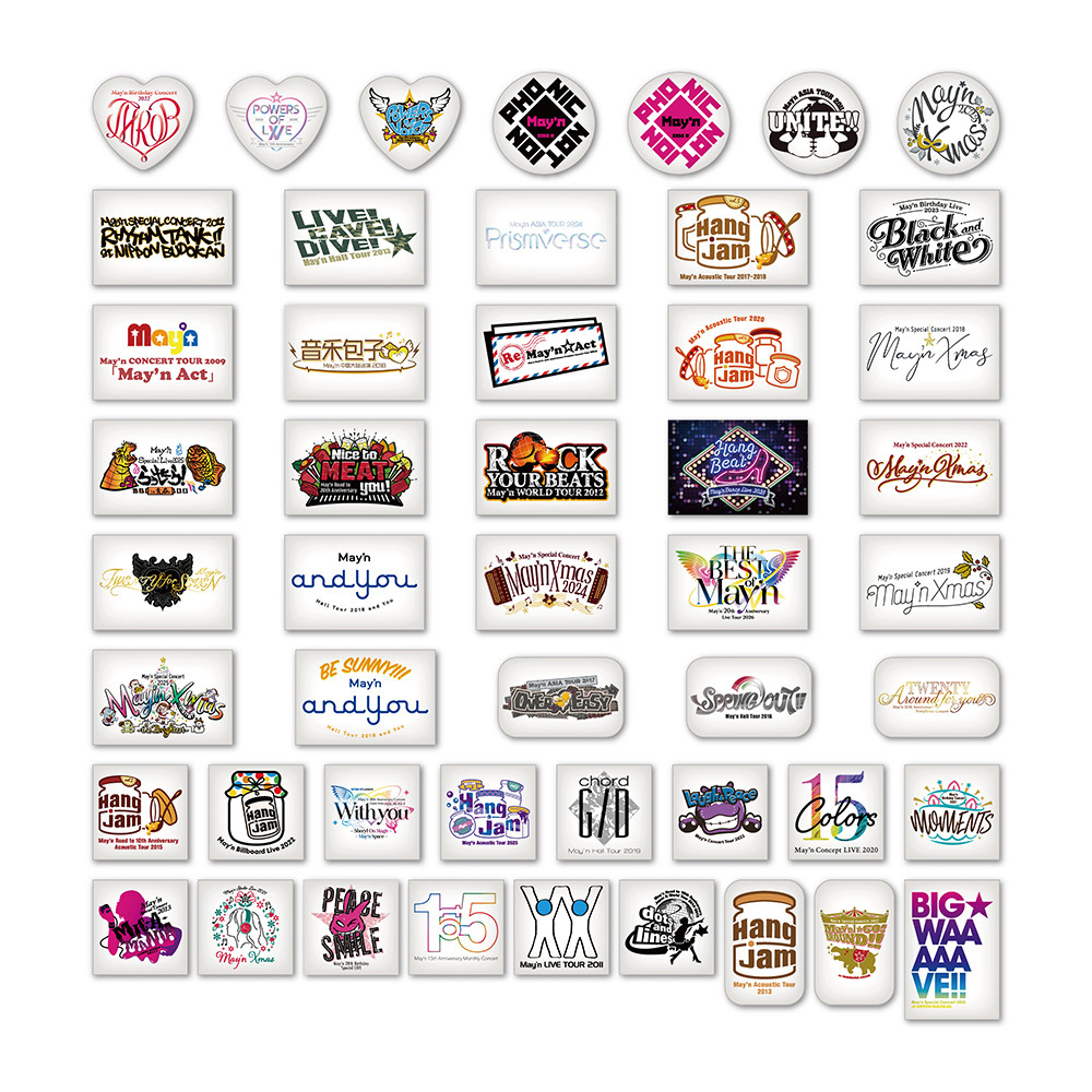歴代ライブロゴランダム缶バッジ コンプリート用ロゴタペストリーつき